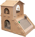 Multi-Level Cardboard Cat House & Scratcher Tower with Catnip & Toys